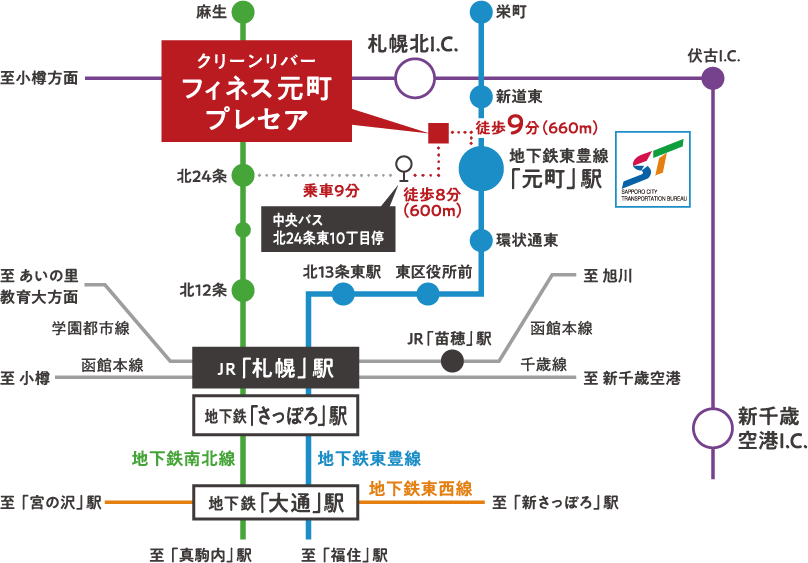 地下鉄、JRの路線図